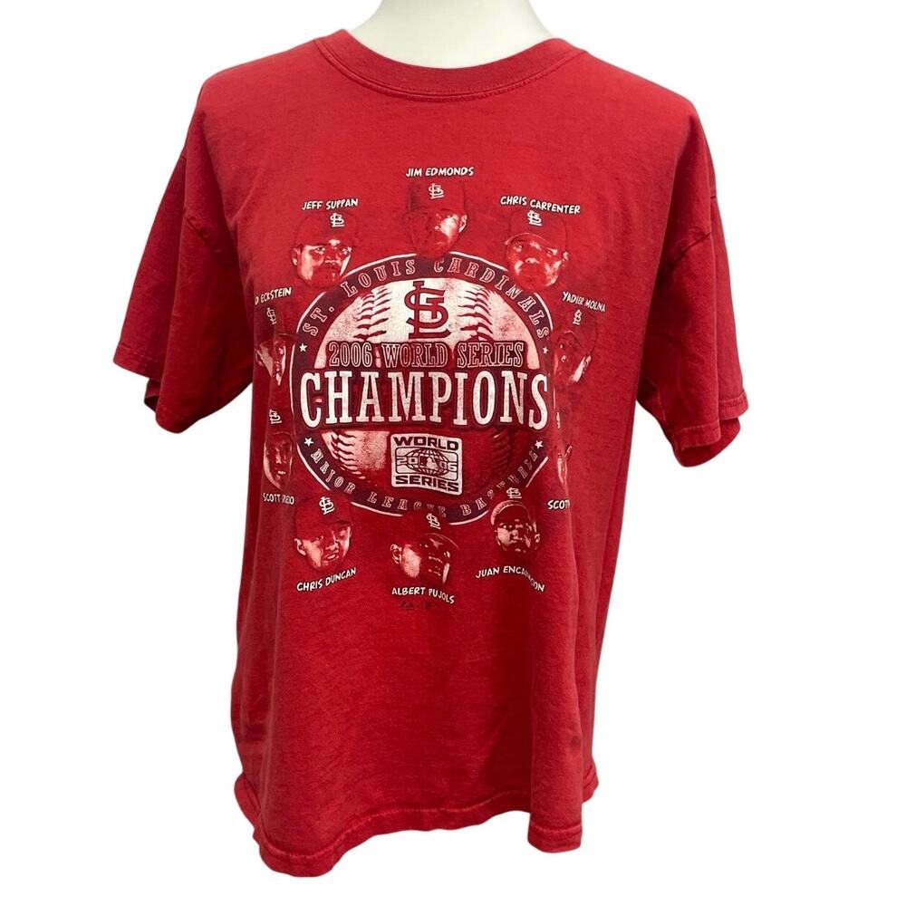 2006 World Series St Louis Cardinals Mens Large Jim Edmonds Yadi Team Tee Shirt